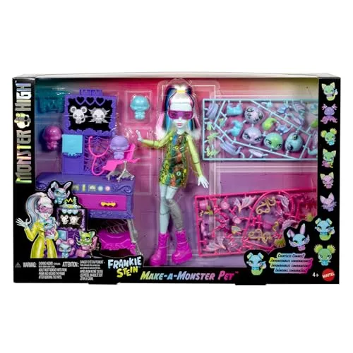 Monster High ▫️ Conjunto de brinquedos Make-A-Monster Pet com a boneca Frankie Stein 6