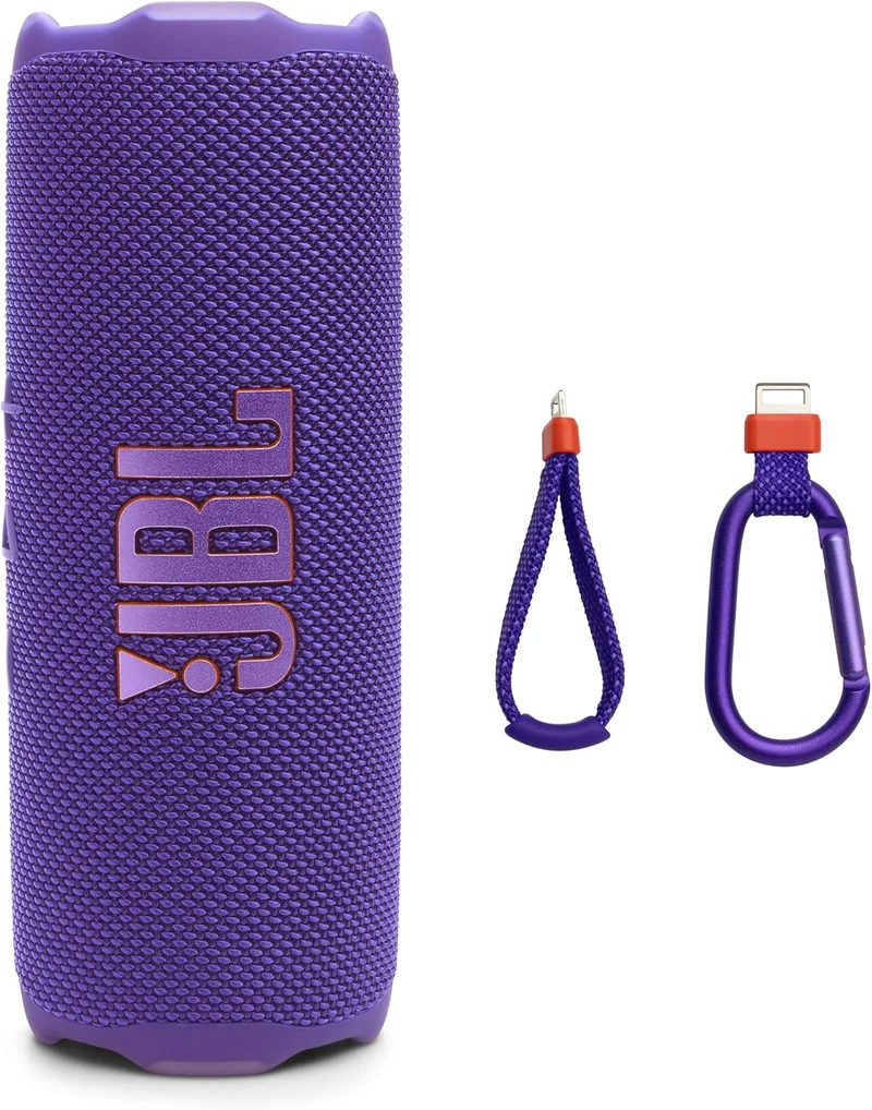 JBL ▫️ Flip 7: Altifalante portátil à prova de água e resistente a quedas, som Pro Bold com IA Sound Boost, 16 horas de autonomia e sistema PushLock com acessórios intercambiáveis (roxo)