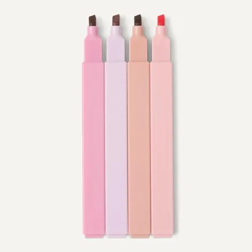 Amazon Basics ▫️ Conjunto de marcadores em tons pastel, tinta que não traspassa o papel, para Bíblias, ponta biselada, embalagem de 10, sortido 4