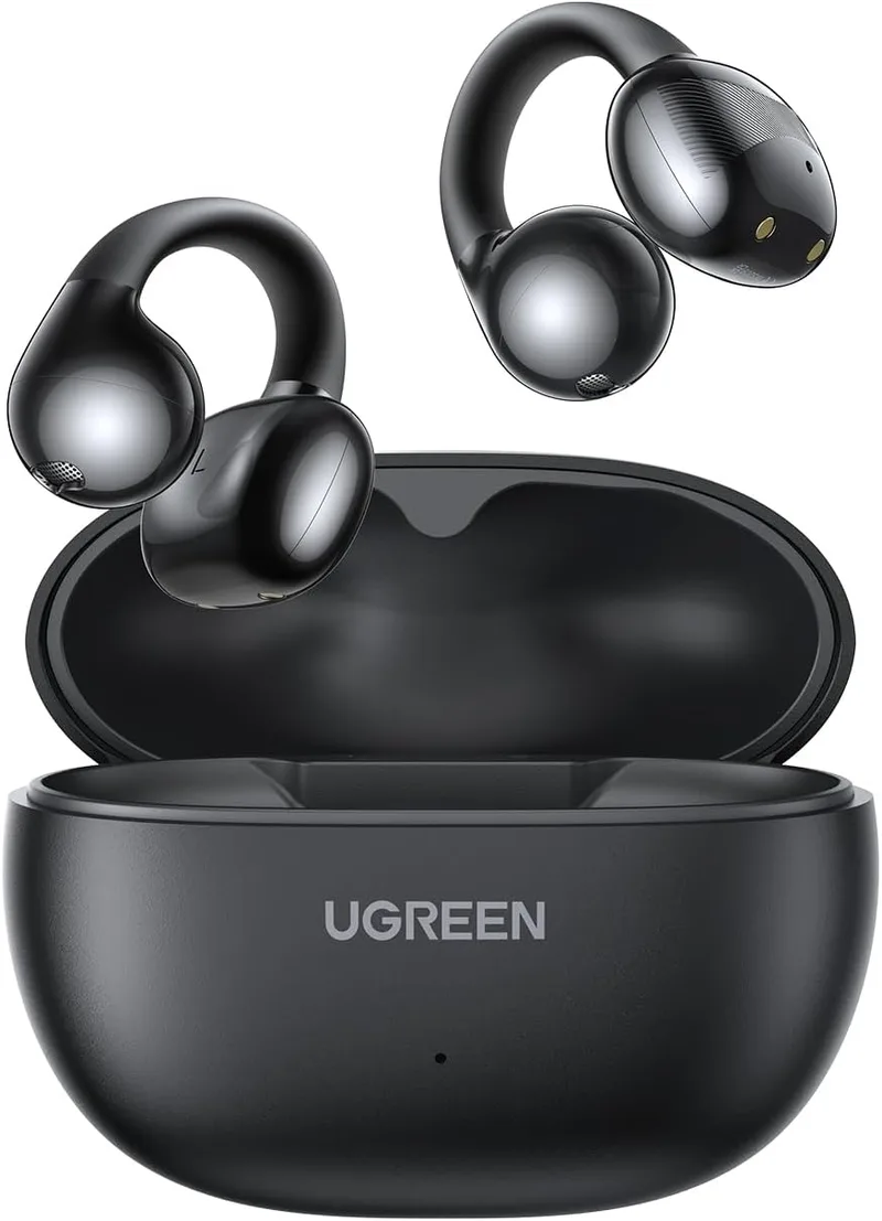 UGREEN ▫️ HiTune S3 Auscultadores sem fios, auscultadores desportivos, auscultadores abertos com clipe e cancelamento de ruído ENC, 30 horas de autonomia, Bluetooth 5.4, carregamento rápido USB-C, Hi-Fi, IPX5 à prova de água, preto