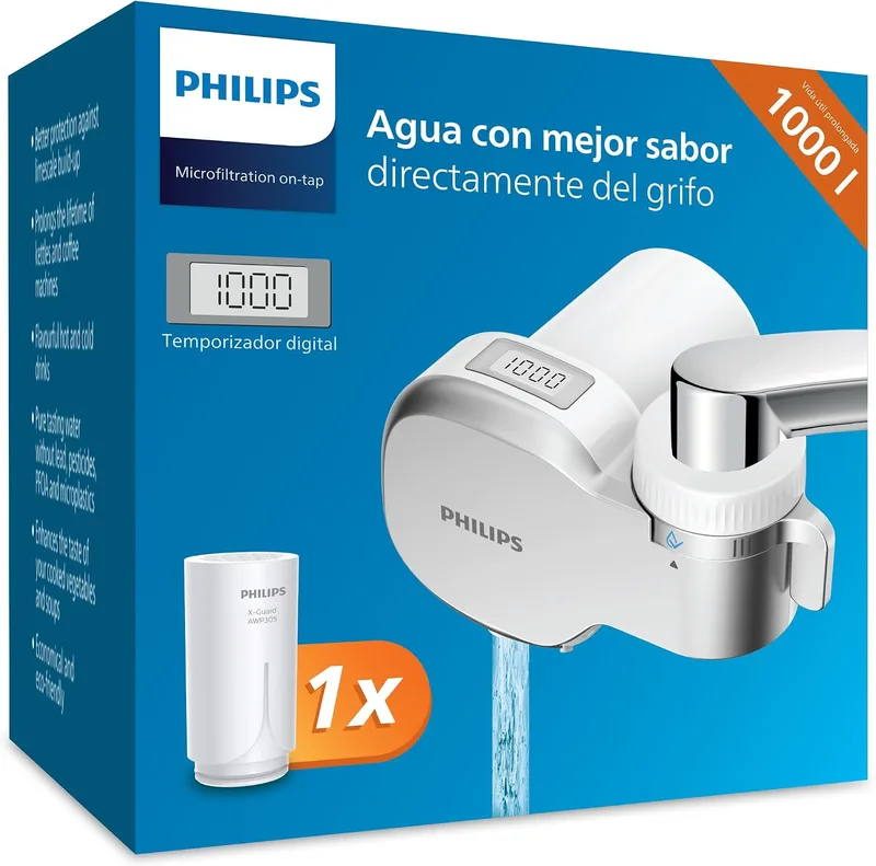 PHILIPS ▫️ Filtro de água Water OnTap AWP3705P1/10 – microfiltração com ecrã digital, capacidade de filtração de 1 000 L