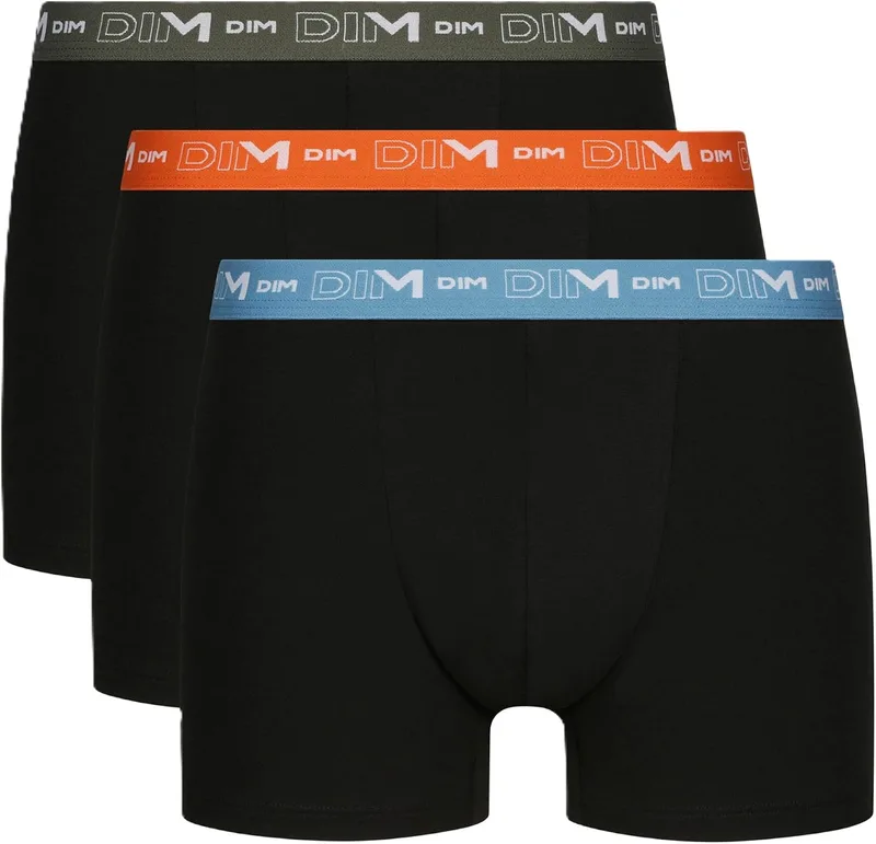 Dim ▫️ Conjunto de 3 boxers com cintura em cor contrastante para homem x3