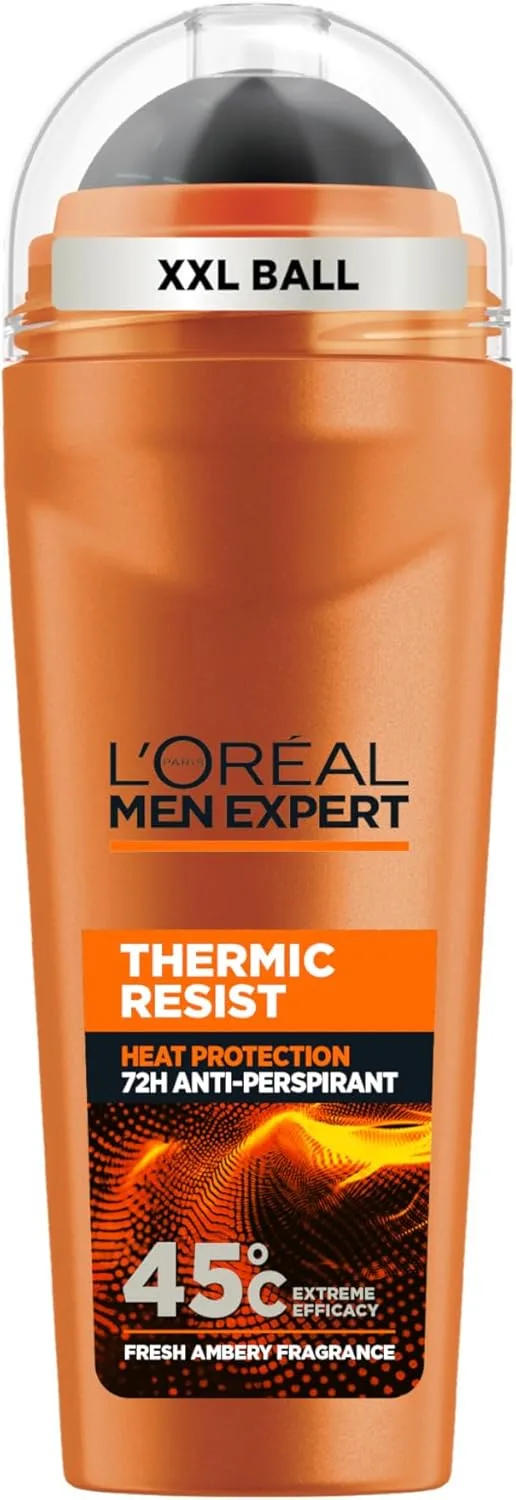 L'Oreal Paris ▫️ Desodorizante L'Oréal Men Expert Thermic Resist, Para Homem, Roll-On Anti-transpirante, 48h eficaz contra o calor extremo, mesmo a 45°C XXL 100ml