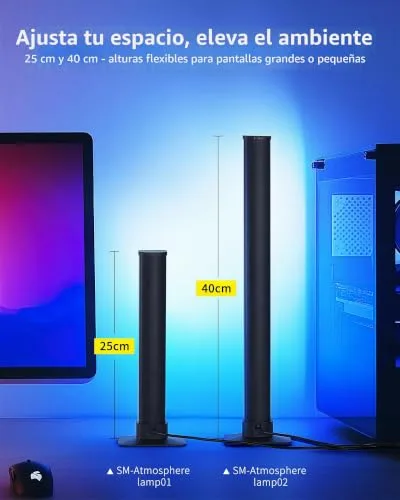 LuminexDesigns ▫️ Barra de luz LED RGB de 25 cm VYBE Desk 5