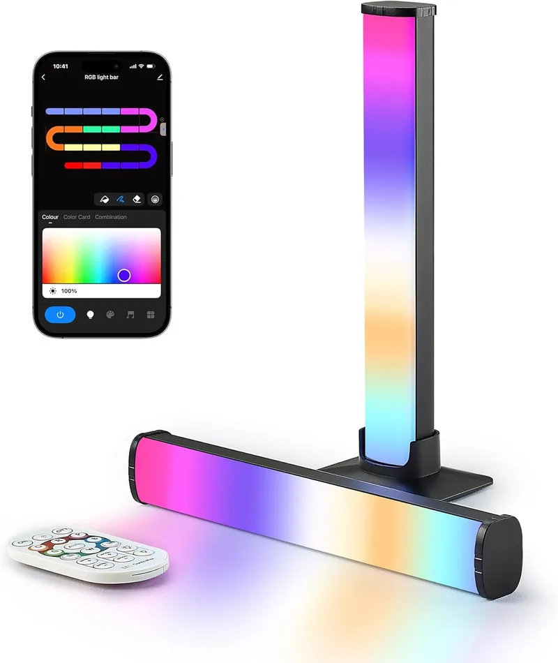 LuminexDesigns ▫️ Barra de luz LED RGB para TV e jogos 25cm - Sincronização de música e controlo de aplicações para iluminação e decoração