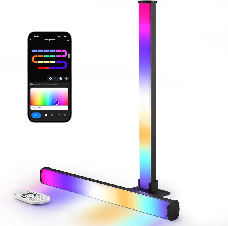LuminexDesigns ▫️ Barra de luz LED RGB para TV e jogos 40cm - Sincronização de música e controlo de aplicações para iluminação e decoração