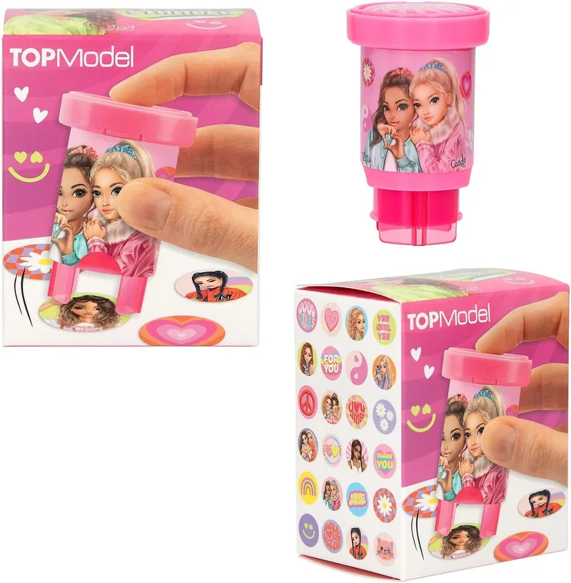 Depesche ▫️ 13348 TOPModel Sticker Stamper - Conjunto de autocolantes para carimbar autocolantes de modelos, inclui carimbo e 160 autocolantes