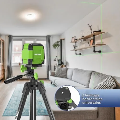 Huepar ▫️ Tripé para nível laser portátil, leve e ajustável até 1,5 m, com cabeça panorâmica de 3 direções, 2 níveis de bolha e suporte roscado de 1/4 e 5/8 de polegada para diversas ferramentas. 3