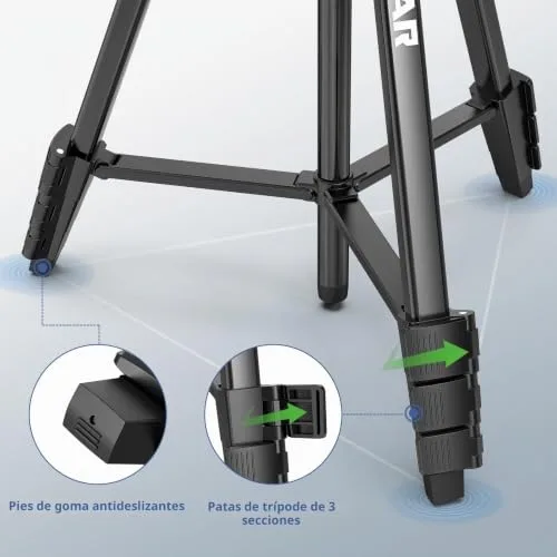 Huepar ▫️ Tripé para nível laser portátil, leve e ajustável até 1,5 m, com cabeça panorâmica de 3 direções, 2 níveis de bolha e suporte roscado de 1/4 e 5/8 de polegada para diversas ferramentas. 6