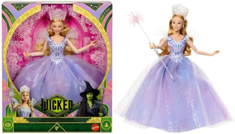 Mattel ▫️ Universal Pictures Wicked: For Good Boneca Glinda, roupa amovível e 3 acessórios, inspirada no filme, JFM13
