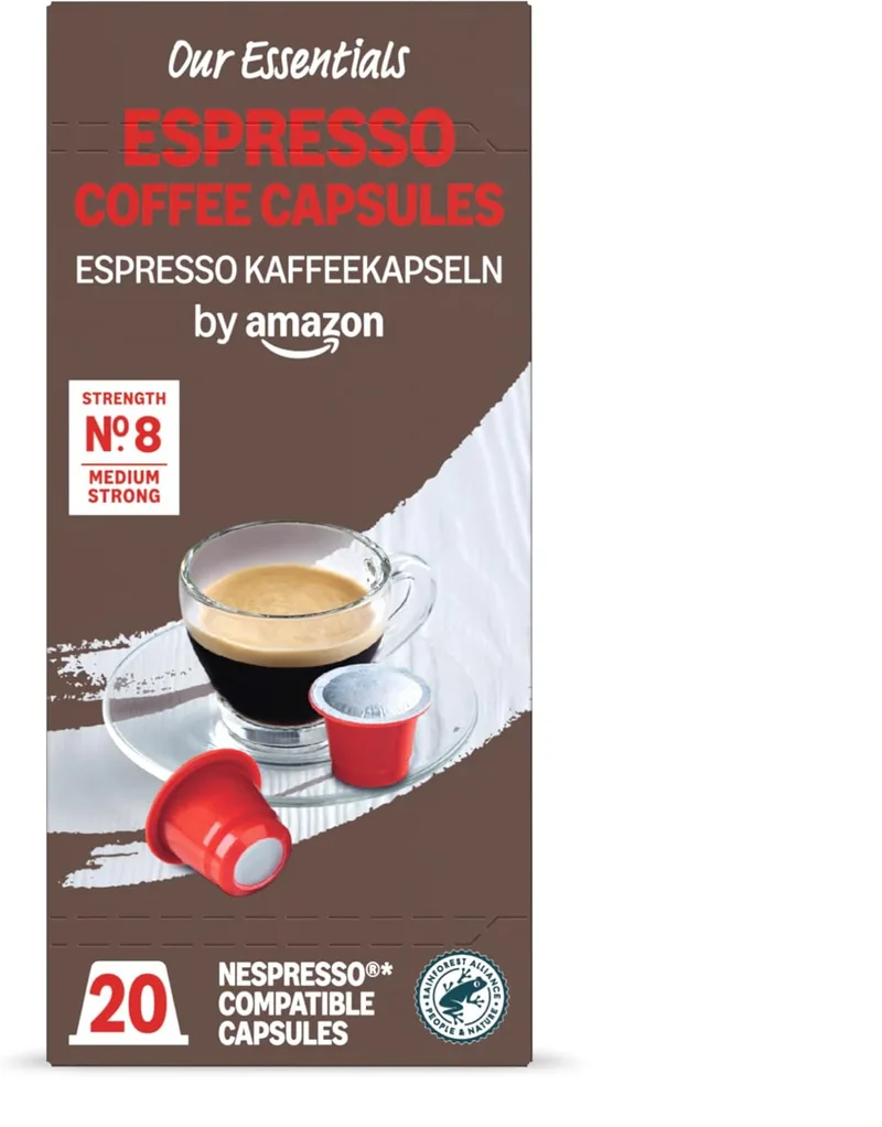 by Amazon ▫️ da Amazon Cápsulas de café expresso compatíveis com Nespresso, 20 unidades, certificadas pela Rainforest Alliance