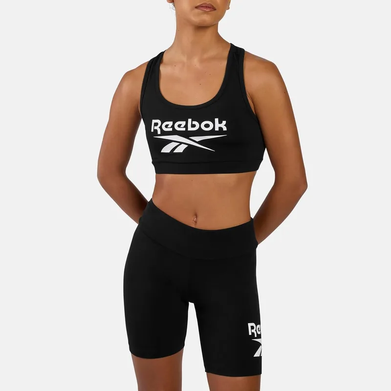 Reebok ▫️ Top desportivo Monroe com decote redondo e logótipo grande, estilo espartilho, para mulher