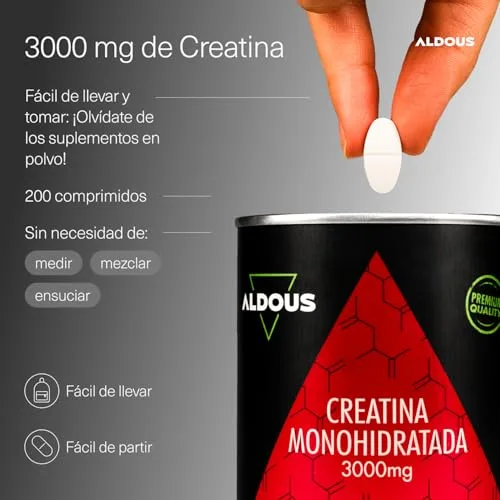 Aldous Bio ▫️ Creatina Monohidratada 3000 mg - 200 comprimidos - Creatina monohidratada 2