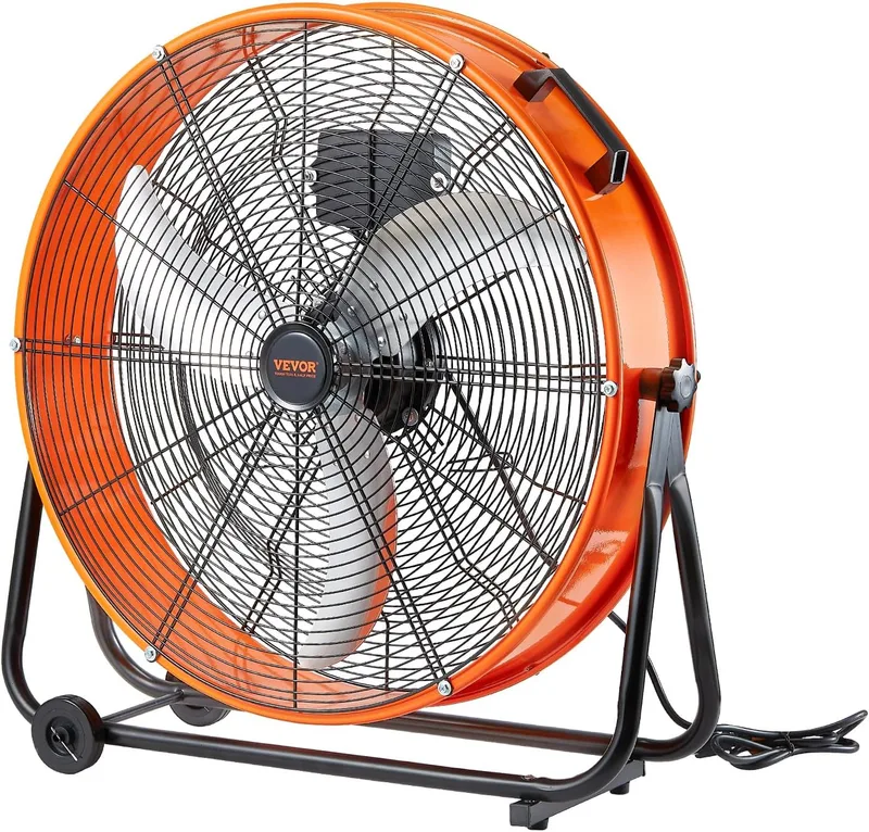 VEVOR ▫️ Ventilador de tambor de alta velocidade serviço pesado comercial, 3 velocidades, 8600 CFM, inclinação ajustável de 360°, temporizador de 0 a 2 h, para armazém, oficina, fábrica, 780 x 710 x 320 mm, 780 x 710 x 320 mm