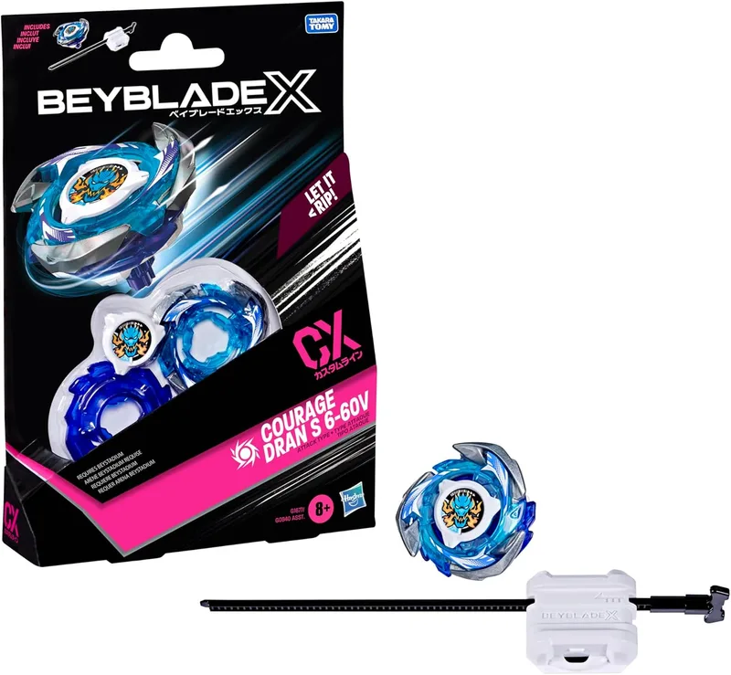 Beyblade ▫️ X, Courage Dran S 6-60V CX Starter Kit com topo e lançador