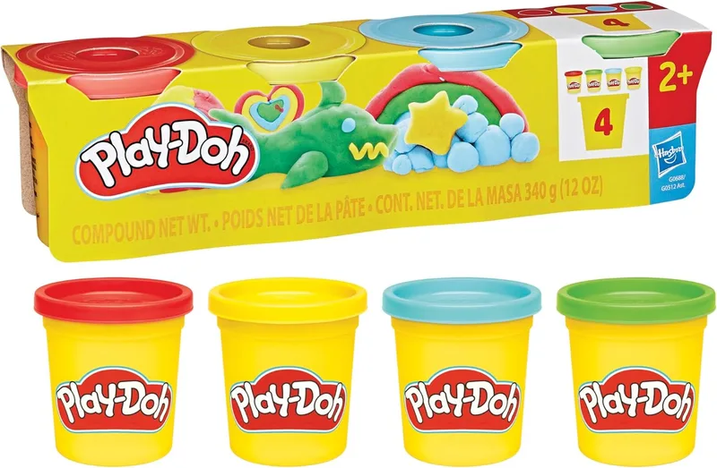Play-Doh ▫️ Frascos de 85 gramas Classic Colours, 4 unidades