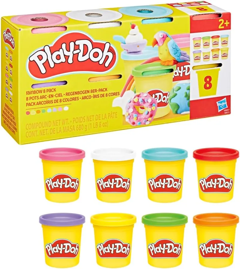 Play-Doh ▫️ Conjunto de 8 frascos de 85 gramas nas cores do arco-íris