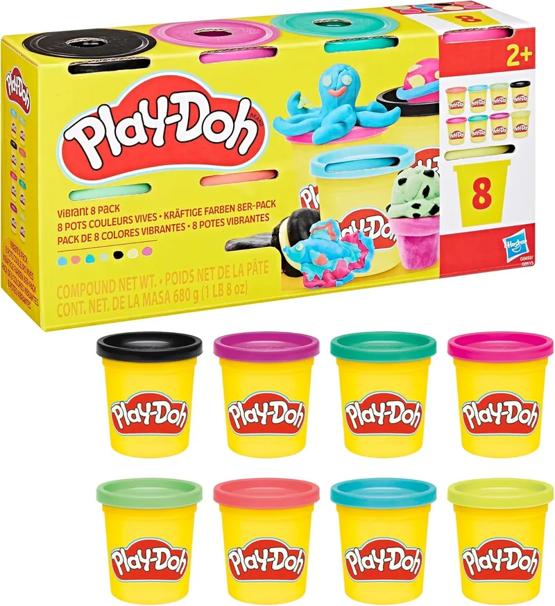 Play-Doh ▫️ Pack de 8 cores vibrantes, frascos de 85 gramas