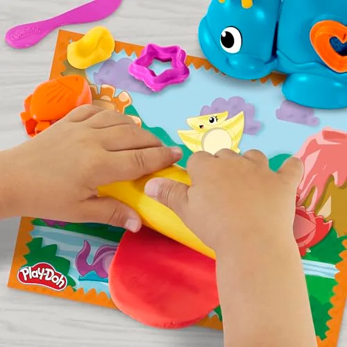 Play-Doh ▫️ Hasbro, Dinossauro, Formas e Cores, Brinquedos de Arte e Trabalhos Manuais, Materiais Artísticos para Crianças a partir dos 2 anos, 6 frascos, Plastilina colorida, Criatividade, Presente 2