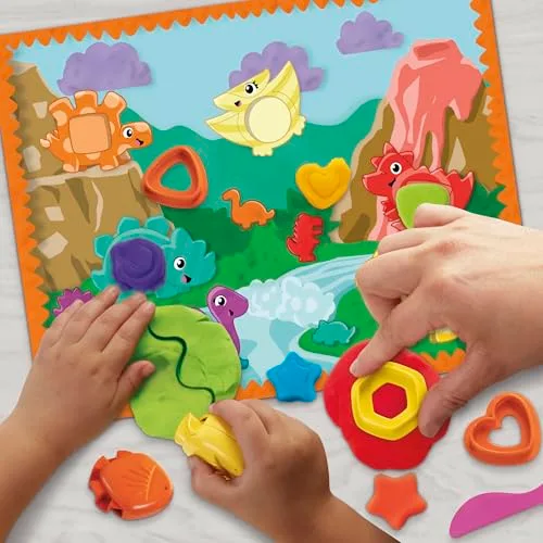 Play-Doh ▫️ Hasbro, Dinossauro, Formas e Cores, Brinquedos de Arte e Trabalhos Manuais, Materiais Artísticos para Crianças a partir dos 2 anos, 6 frascos, Plastilina colorida, Criatividade, Presente 3