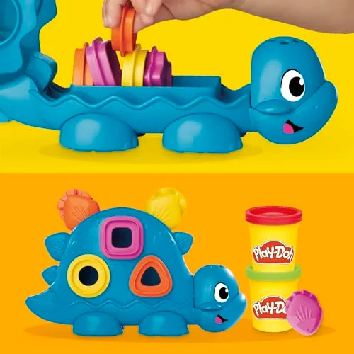Play-Doh ▫️ Hasbro, Dinossauro, Formas e Cores, Brinquedos de Arte e Trabalhos Manuais, Materiais Artísticos para Crianças a partir dos 2 anos, 6 frascos, Plastilina colorida, Criatividade, Presente 4