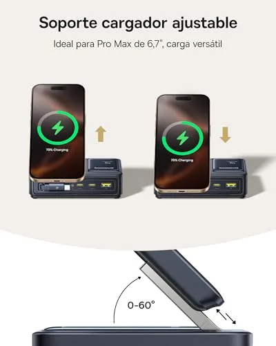 Baseus ▫️ NOMOS 5 em 1 Estação de Carregamento, Carregador USB-C de 140 W com Carregador MagSafe Qi 2.0 de 15 W, cabo retrátil tipo C, 2 portas USB-C e 1 porta USB-A e ecrã digital, para iPhone/MacBook/Surface 5