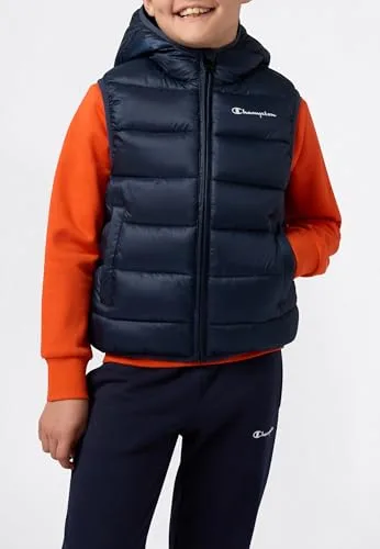 Champion ▫️ Legacy Outdoor (220341) - Colete acolchoado de nylon Cirè claro, 35 gr, com logótipo em letras pequenas e gola alta, para homem 2