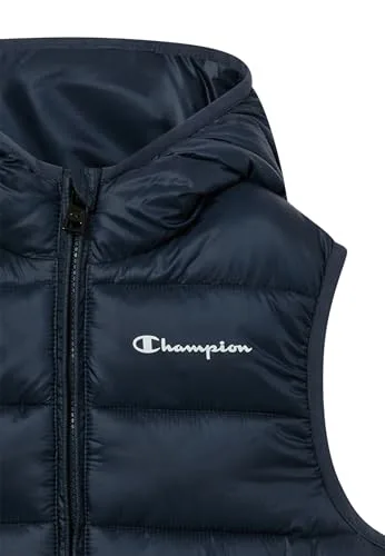 Champion ▫️ Legacy Outdoor (220341) - Colete acolchoado de nylon Cirè claro, 35 gr, com logótipo em letras pequenas e gola alta, para homem 5