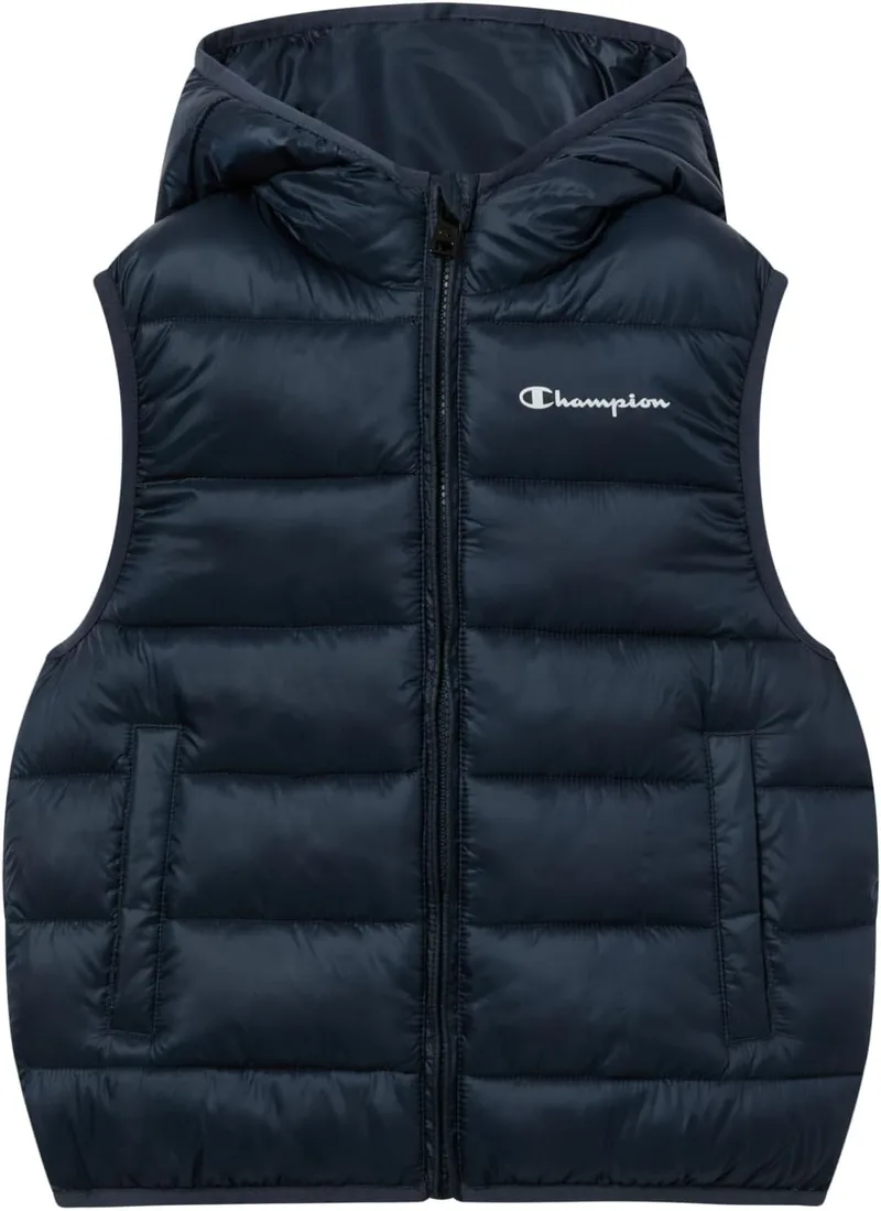 Champion ▫️ Legacy Outdoor (220341) - Colete acolchoado de nylon Cirè claro, 35 gr, com logótipo em letras pequenas e gola alta, para homem