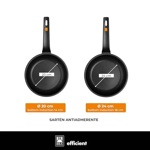 BRA ▫️ Efficient | Conjunto de 2 frigideiras de 20-24 cm, em alumínio fundido com revestimento antiaderente 2