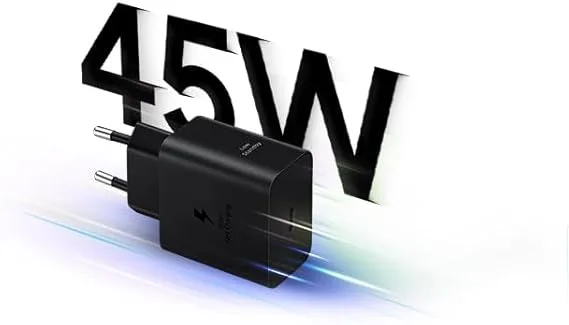 Samsung ▫️ Carregador USB C adaptador de corrente ultrarrápido de 45 W, adaptador USB C para USB, carregador rápido preto