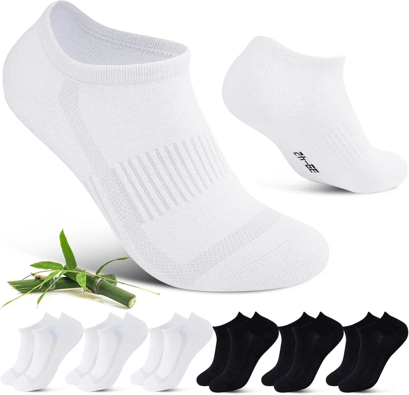 Cirorld ▫️ Meias desportivas para homem e mulher, de bambu, respiráveis, para correr, de algodão, 6 pares