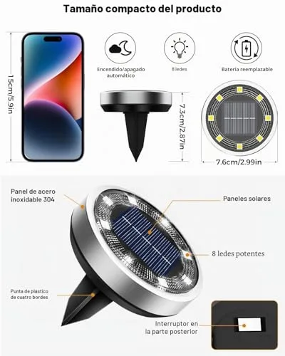 btfarm ▫️ 8 unidades de luzes LED solares para exterior, para jardim e solo, 8 luzes LED solares 3