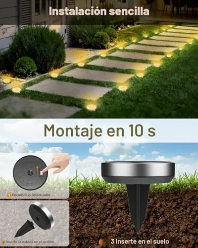 btfarm ▫️ 8 unidades de luzes LED solares para exterior, para jardim e solo, 8 luzes LED solares 6