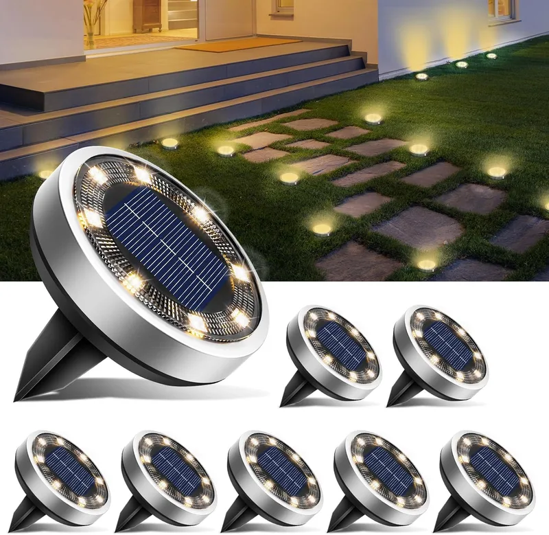 btfarm ▫️ 8 unidades de luzes LED solares para exterior, para jardim e solo, 8 luzes LED solares