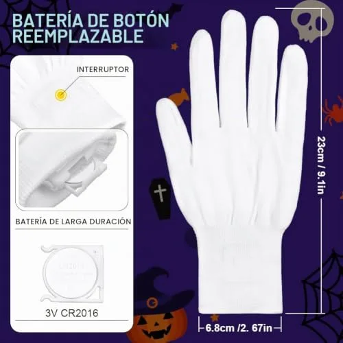 OFFCUP ▫️ Luvas com iluminação LED e 6 modos de luz fluorescente LED para dançar no Carnaval, concertos e festas de Halloween 2