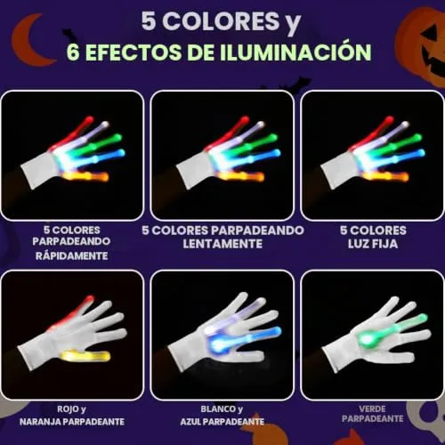OFFCUP ▫️ Luvas com iluminação LED e 6 modos de luz fluorescente LED para dançar no Carnaval, concertos e festas de Halloween 4