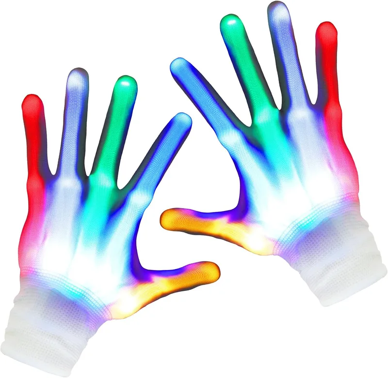 OFFCUP ▫️ Luvas com iluminação LED e 6 modos de luz fluorescente LED para dançar no Carnaval, concertos e festas de Halloween