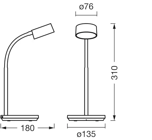 LEDVANCE ▫️ Office Line Desk Cylinder 4,8 W, CCT, regulável, preto 7