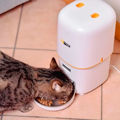 Ferplast ▫️ Risto Pet Distribuidor Automático de Comida para Cães e Gatos, Programável, Capacidade de 4 L, Dupla Potência, 6 Refeições por Dia, Ecrã Retroiluminado, Comedouro em Aço Inoxidável 2