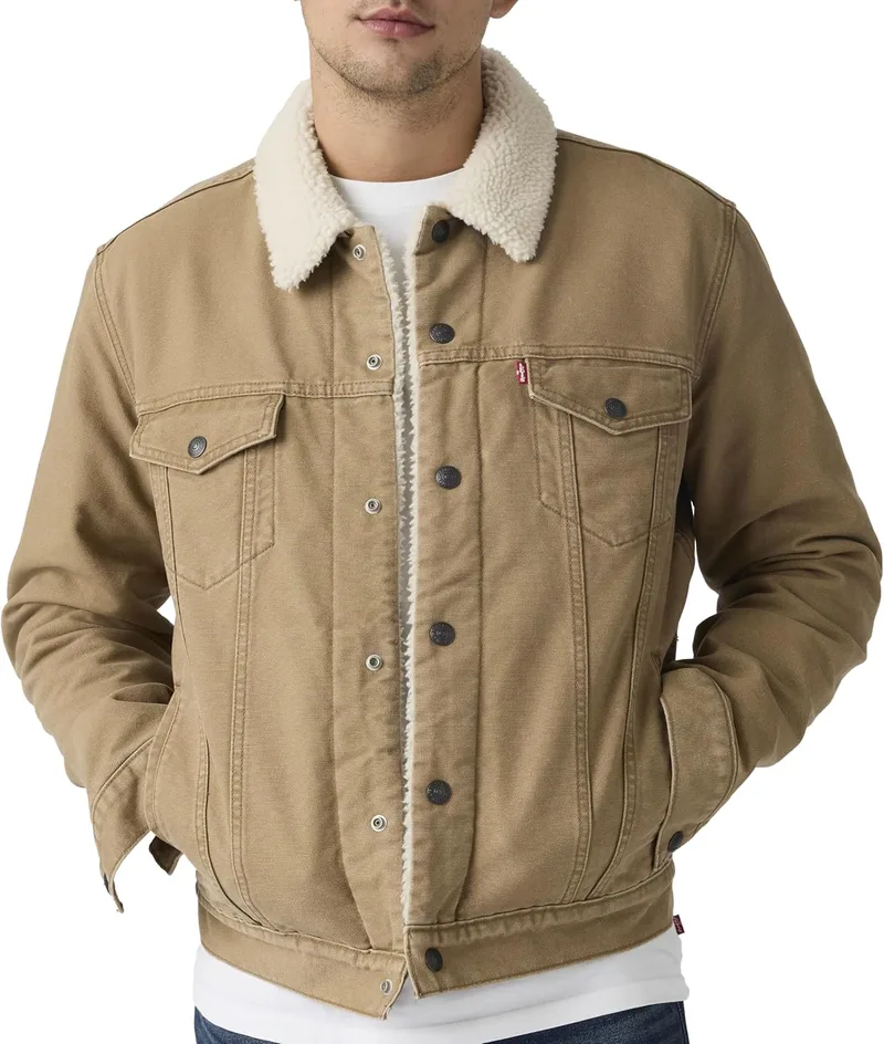 Levi's ▫️ Casaco Trucker Sherpa para Homem, tamanho grande e alto