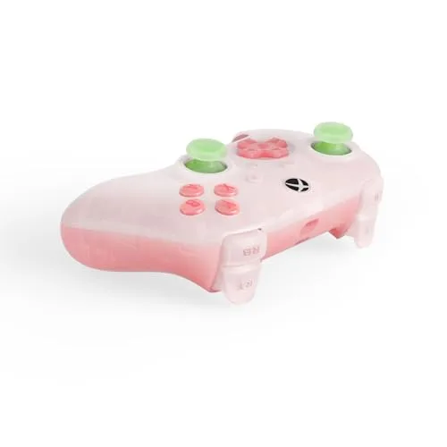 8Bitdo ▫️ Controlador com fio Ultimate Mini para Xbox com anel de iluminação RGB «Fire Ring», joysticks e gatilhos com efeito Hall, para Xbox Series X|S, Xbox One, Windows 10/11 - Licenciado oficialmente (rosa translúcido) 2