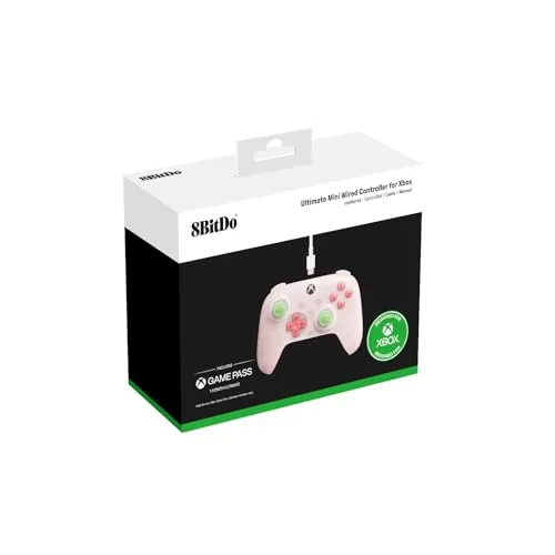 8Bitdo ▫️ Controlador com fio Ultimate Mini para Xbox com anel de iluminação RGB «Fire Ring», joysticks e gatilhos com efeito Hall, para Xbox Series X|S, Xbox One, Windows 10/11 - Licenciado oficialmente (rosa translúcido) 6