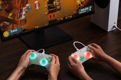 8Bitdo ▫️ Controlador com fio Ultimate Mini para Xbox com anel de iluminação RGB «Fire Ring», joysticks e gatilhos com efeito Hall, para Xbox Series X|S, Xbox One, Windows 10/11 - Licenciado oficialmente (rosa translúcido) 7