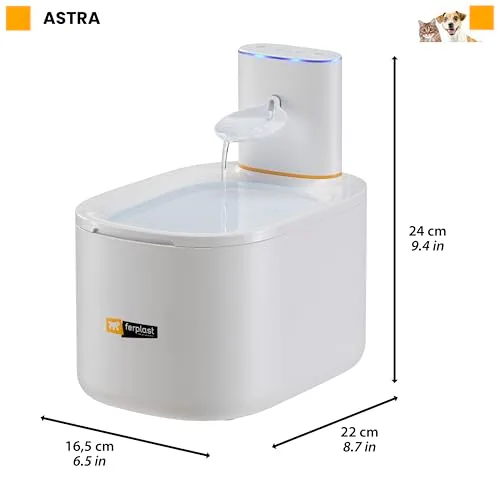 Ferplast ▫️ Beberouro para Gatos e Cães Pequenos Astra, Beberouro sem fios para gatos, Dispensador de água recarregável para gatos, Sensor de movimento, 3 L, Filtro de três fases, USB-C incluído 6