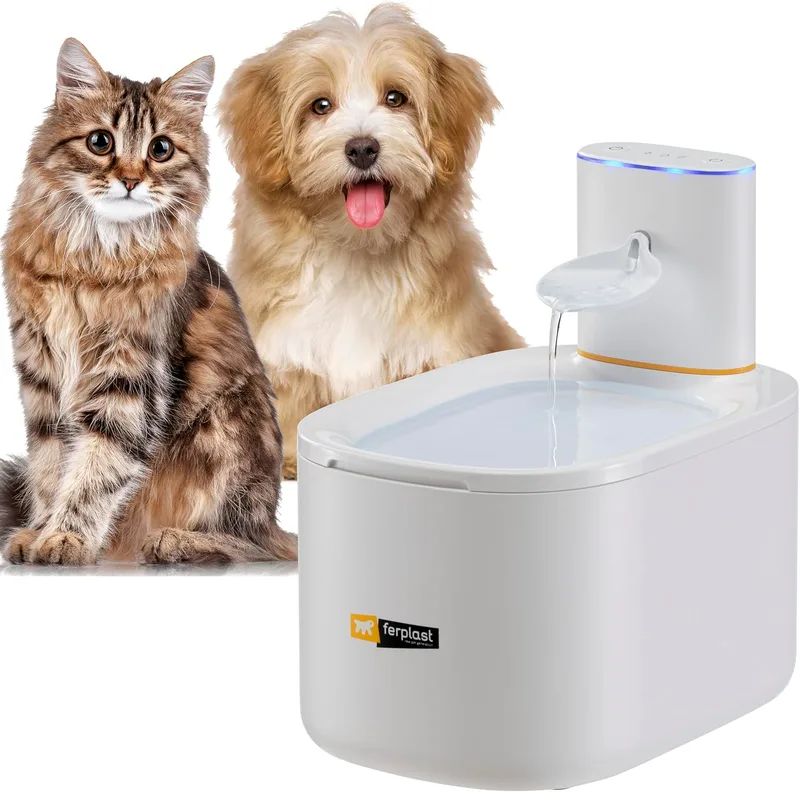 Ferplast ▫️ Beberouro para Gatos e Cães Pequenos Astra, Beberouro sem fios para gatos, Dispensador de água recarregável para gatos, Sensor de movimento, 3 L, Filtro de três fases, USB-C incluído