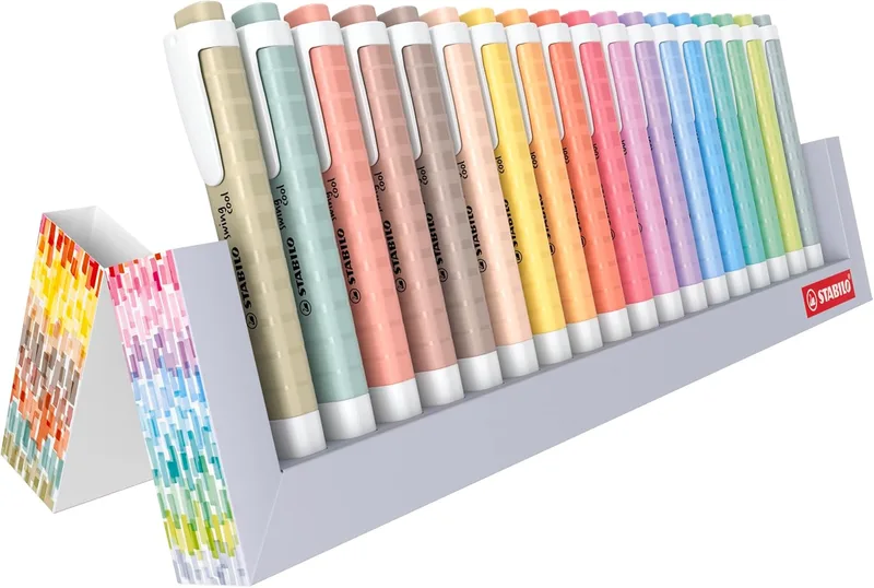 STABILO ▫️ marcador fluorescente - swing cool | conjunto de secretária com 18, 8 Naturfarben, 10 cores pastel