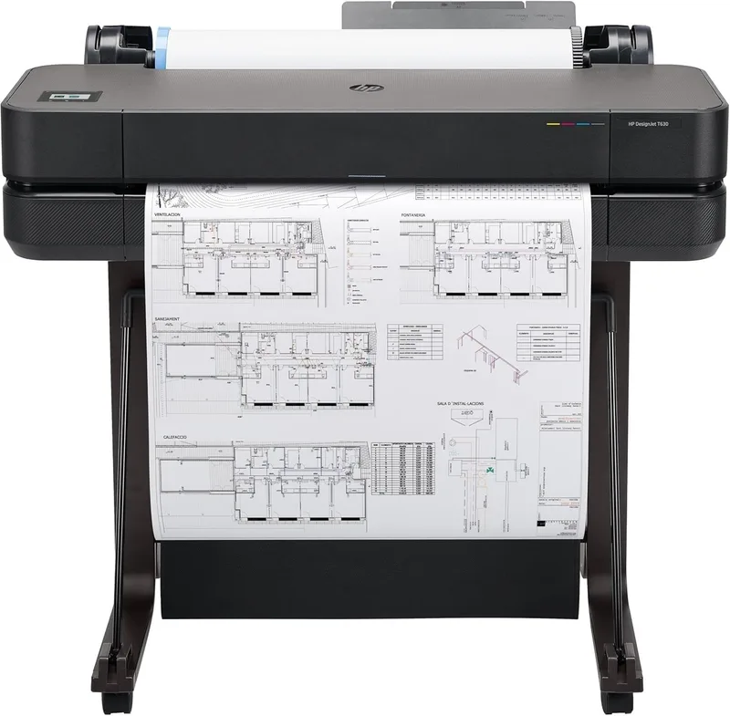 HP ▫️ DesignJet T630, 61 cm (5HB09D), Impressora de grande formato, plotter, padrão A4-A1, 76 impressões A1/h, Wi-Fi, Ethernet, USB, 2400 x 1200 dpi, metal reciclado, edição 2025, garantia de 1 ano, Click, preto