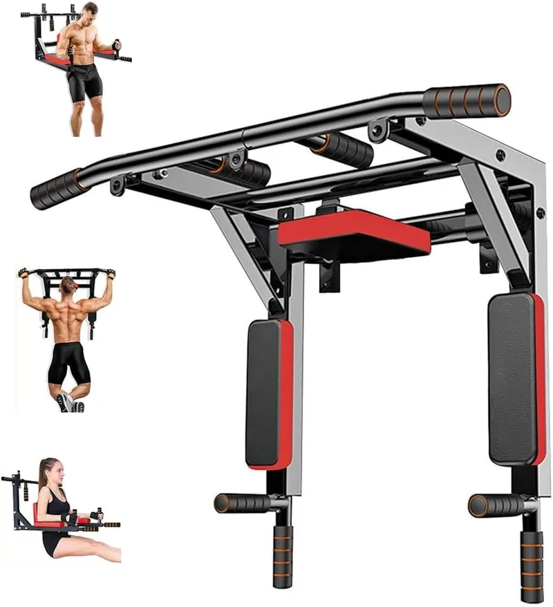 FFitness ▫️ Barra de parede, barra de puxar para cima Barra de puxar para cima Multifuncional Barra de puxar para cima Montagem no teto Chin Up Dip Station