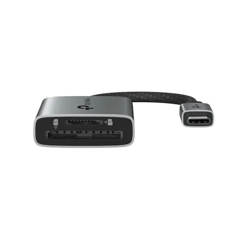 TP-Link ▫️ Leitor de cartões de memória SD USB-C para SD e microSD até 2 TB, USB 3.0, UHS-I 200 MB/s, leitura e gravação simultâneas de dois cartões UA430C 2